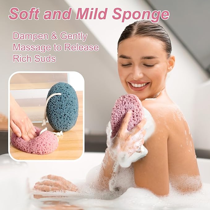 Shower Sponge for Body, 2Pcs Bath Sponges Body Wash, Soft Loofah Puff Foam Sponges Gentle Cleansing & Exfoliating for Women Men All Skin Types