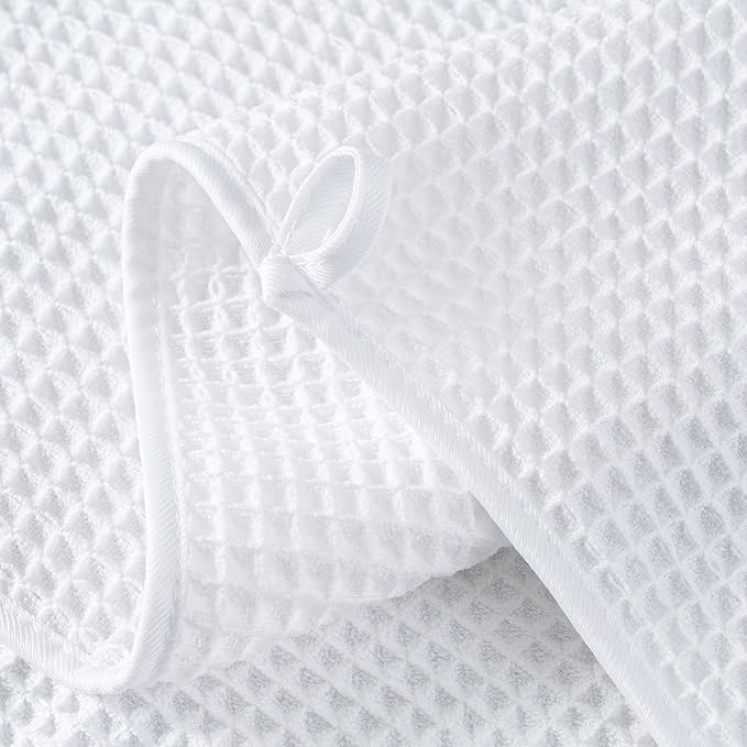 Microfiber Waffle Face Towels, 4 Pieces, Soft, Absorbent, Fast Drying, Lint Free 430 GSM (White)