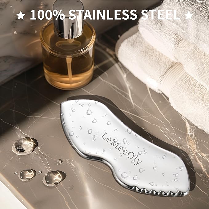 Stainless Steel Gua Sha Facial Tools Metal GuaSha Tool for Face Neck, Detailer Gua Sha Lymphatic Drainage Reduce Wrinkles Face Massage Tool, Gift for Women