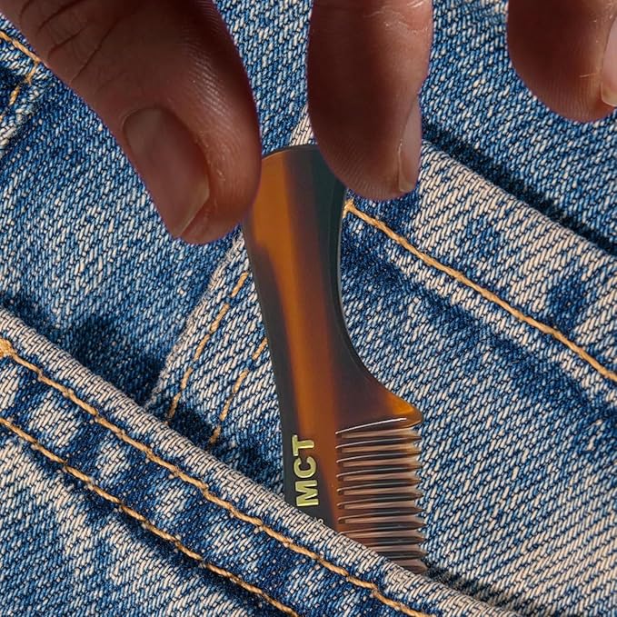 G.B.S MCT Handmade Fine-Toothed Beard Mustache Comb, Saw-Cut and Hand Polished