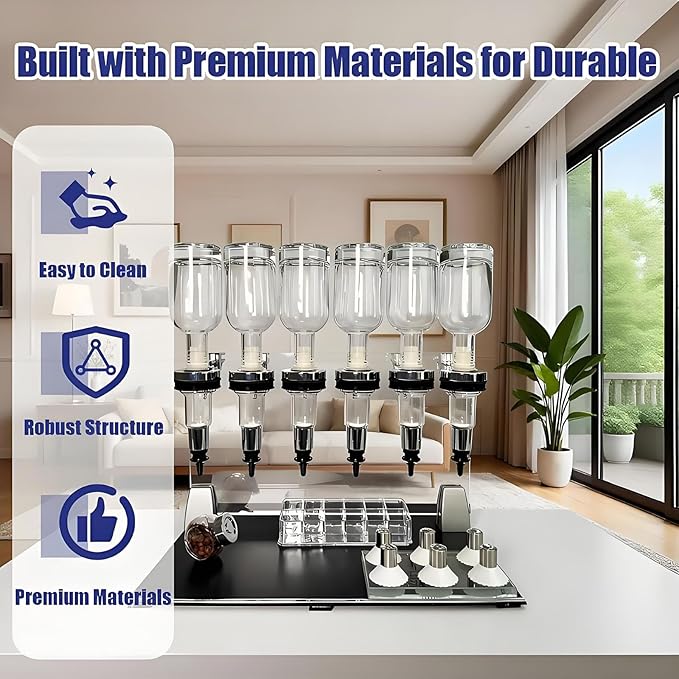 Professional Manual Perfume Dispenser, Liquid Filling Machine Transfer Tools,Manual Dispenser Set, Adjustable Pump Heads & Testing Cups for Shops & Lab & Bars(12Heads)