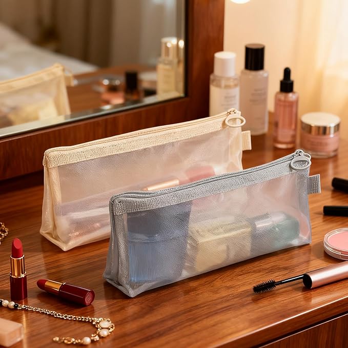 5 PCS Small Clear Makeup Bags, Makeup Brush Bag Portable Travel Cosmetic Bags Multifunctional Small Clear Make up Pouch for Home Office Supplies Cosmetics Make up Travel Accessories