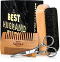 Husband Gifts for Him - Beard Kit for Men Grooming and Care with Brush, Comb, Scissors & Storage Bag - Husband Birthday Gift Ideas, Anniversary Retirement Birthday Gifts for Men