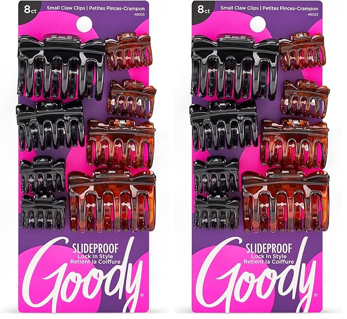 Goody Classics Claw Clips, Assorted Sizes, Assorted Colors - All Hair Types - Great for Easily Pulling Up Your Hair - Pain-Free Hair Accessories for Women, Men, Boys and Girls, 8 Count (Pack of 2)