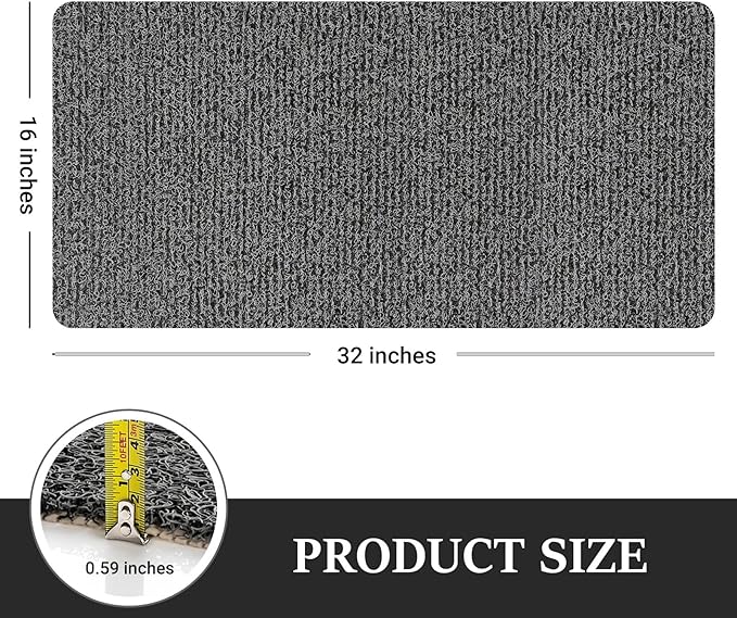 LuxStep Shower Mat Bathtub Mat,32x16 inch, Non-Slip Bath Mat with Drain, Quick Drying PVC Loofah Bathmat for Tub,Shower,Bathroom,Black