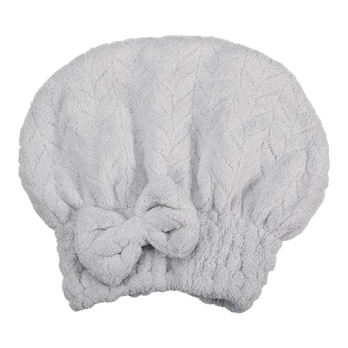 VOCOSTE Diamond Shape Hair Drying Towel Dry Cap, Quick Drying, Lightweight Strong Absorbent, for After Bath Drying Hair, Gray
