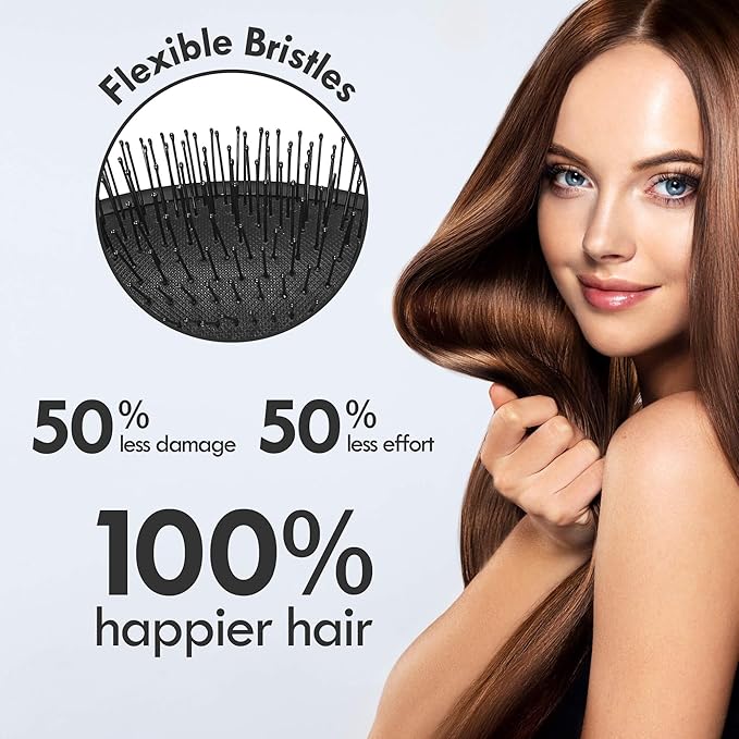 4 Pack Detangling Hair Brush - Air Cushion Detangler Hairbrush with Ultra Soft Bristles for Effortless Tangle Removal - For Wet Dry Damaged Curly Hair for Women Men Boys Girls Adult Kids -Mixed Colors