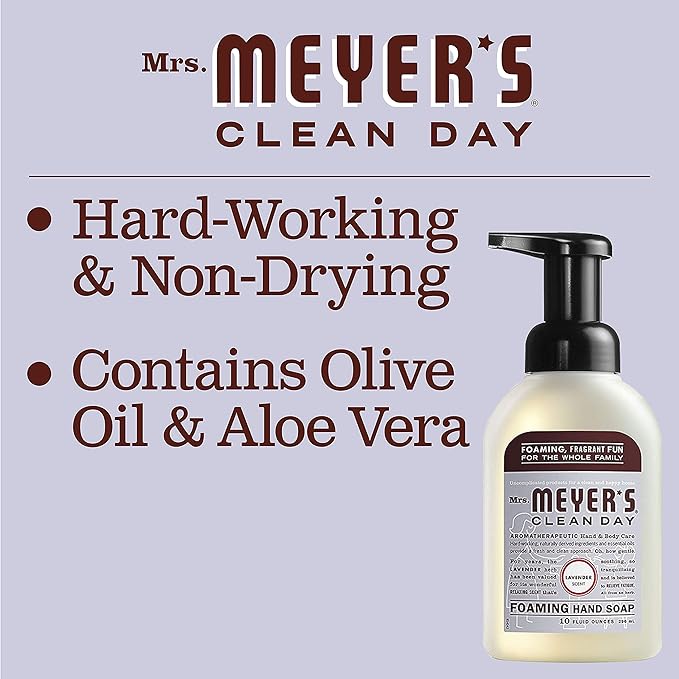Mrs. MEYER'S CLEAN DAY Foaming Hand Soap, Lavender Scent, 10 Fl oz (Pack of 4)
