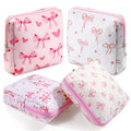Paterr 4 Pcs Mini Quilted Floral Makeup Bag Women Gifts Small Cosmetic Bag Floral Quilted Makeup Pouch with Zipper Cute Travel Toiletry for Mom Teacher Women Girls Gifts(Coquette Bow)