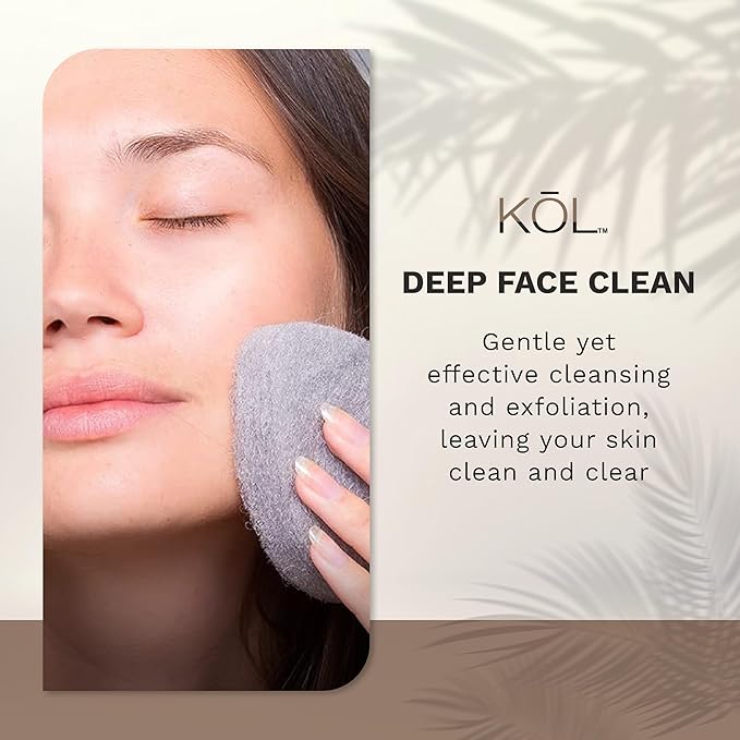 KOL Face Scrubber, Charcoal Infused Exfoliating Facial Cleansing Pads, Disposable Exfoliator Face Sponge for Daily Cleaning and Makeup Removal, 6 Count