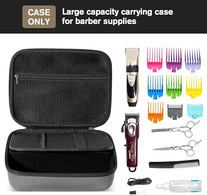 ProCase Hard Hair Clippers Case, Barber Supplies Hair Cutting Tool Accessories Storage Organizer, Trimmer Travel Bag for TPOB/Hatteker/Oneisal/Wahl 5Star/Andis Men Razor Guard Grooming Kits -Carbon
