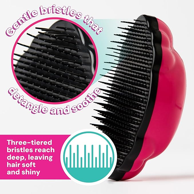 Knot Genie Detangling Hair Brush for Kids(Blue Skies) | Original Full Size | Perfect for Curly Hair, Gently Separate Tangles, Leaves Hair Smooth & Shiny | The Pain Free Knot Detangler