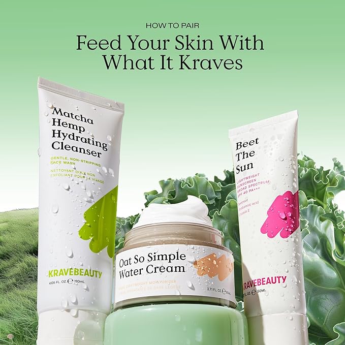 KraveBeauty Matcha Hemp Hydrating Cleanser for Dry or Sensitive Skin, Gentle, Non-Stripping Face Wash with Matcha, Hemp Seed Oil & Glycerin, Fragrance Free, 120ml