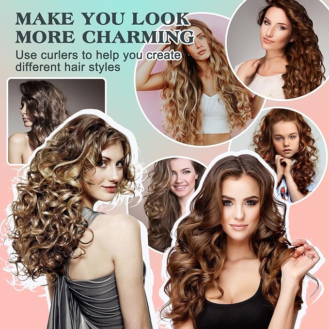 AIDUCHO Heatless Hair Curler Set - 30 Flexible Overnight Blowout Rods, Soft Rollers for Long Hair (Small Size)
