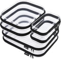 6 Pack Clear Hard Shell Zipper Case, See-Through Hard Plastic Organizer Pouches with Zipper for Travel, Toiletries, Makeup, Electronics & Pencils - Crush-Resistant Storage (Black)