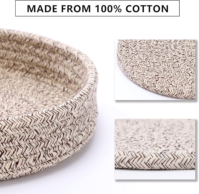 Coga Trivets for Hot Dishes, Trivets for Hot Pots and Pans, 7 Inchs Hot Pads 5 Pcs and Storage Basket for Countertops, Pot Holders for Kitchen, Cotton Table Protector Hot Mats Heat Resistant (Brown)