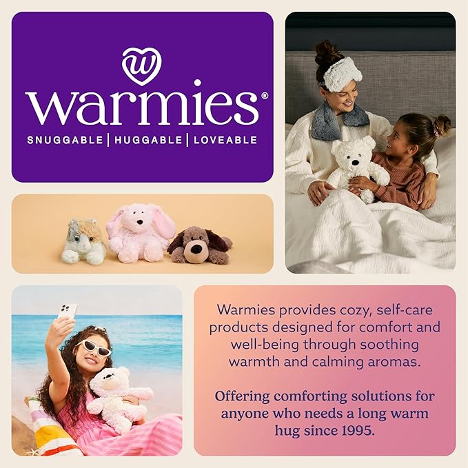 warmies Microwavable Eye Mask for Warmth & Comfort - Heating & Cooling Compress for Calming Relaxation - Weighted & Heated Eye Mask with Scented Lavender for Sleeping - Snowy