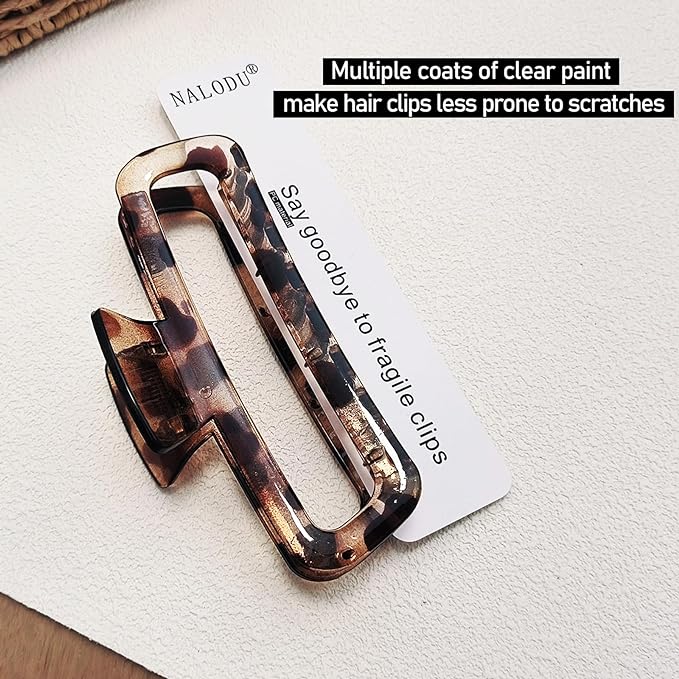 Hair Claw Clips 5 Inch Unbreakable Square Rectangle Clip Clamp Neutral Colors for Thick Curly Long Hair Women - 2 Pack