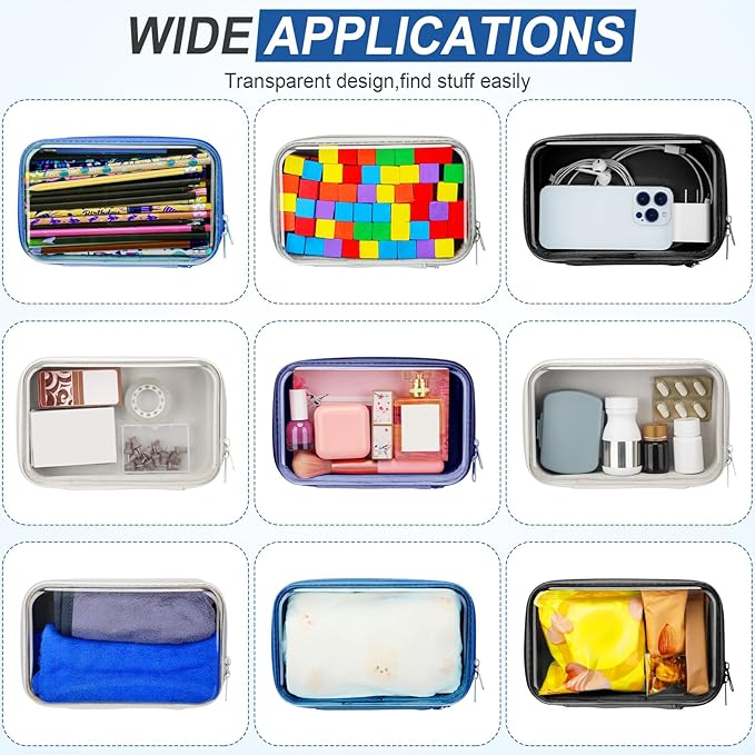 4 Pcs Hard Clear Zipper Case Hard Shell Plastic Pencil Case Large Transparent Pencil Box Portable Travel Organizer Toy Storage Bins for Home Office Cosmetics(Gray,Dark Blue,Blue,Black)