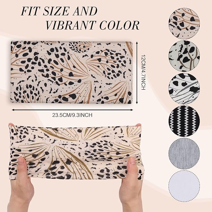 Leopard Print Headbands, 6Pcs Non-Slip Wide Hairband for Daily Wear Outdoor for Women Girls
