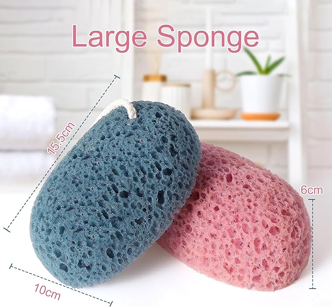 Shower Sponge for Body, 2Pcs Bath Sponges Body Wash, Soft Loofah Puff Foam Sponges Gentle Cleansing & Exfoliating for Women Men All Skin Types