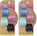 Planet Goody Plant-Based Heritage Claw Clips, Medium, Extra Strong, Bright Colors, Pink, Periwinkle, Green, And Black, 4 Count (Pack of 2)