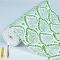Shelf and Drawer Liner, 17in x 20FT Double Layer PVC Non-Adhesive Non-Slip Waterproof, Green Leaf for Kitchen Cabinets, Pantry, Bathroom, Dresser with Knife and Tape Measure