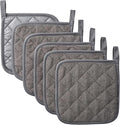 Kitchen Pot Holders Set Heat Resistant Pure Cotton Potholders Kit Trivets Large Coasters Hot Pads Terry Pot Holders for Everyday Cooking and Baking by 7 x 7 Inch Set of 6 Dark Grey