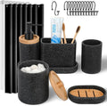 20PC Black Modern Bathroom Accessories Set with Shower Curtain, Toothbrush Holders, Soap Dispenser, Vanity Tray, Cotton Swab Jars, Bathroom Decor Organizer