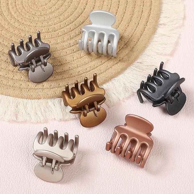 6 Pcs Hair Clips Small Claw Clips for Thin Hair Medium Matte Non-slip Hair Accessories for Women and Girls (Metallic Color)