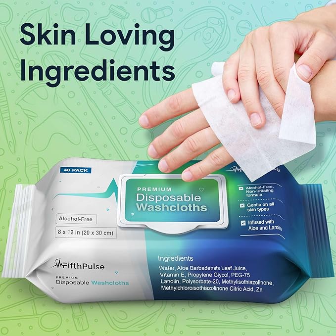 Disposable Body Wipes For Adults 600 Count (15 x 40 Packs) -Premoistened Washcloths For Elderly Bathing Infused With Aloe and Lanolin -Alcohol-Free Adult Wet Wipes, Extra Large 8” x 12” Wash Cloth