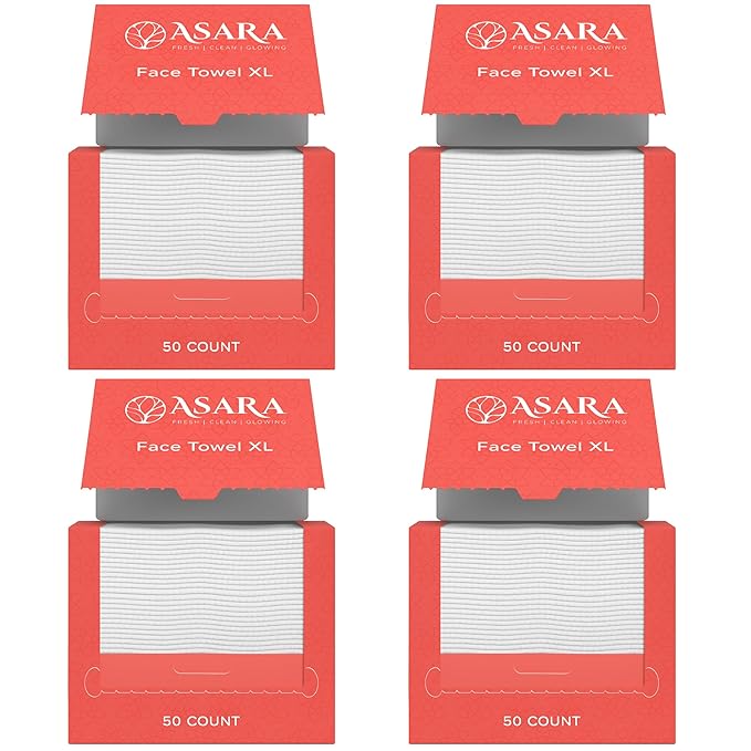 Clean Face Towels Disposable XL Facial Wipes | Add Water As a Makeup Remover | Sensitive Skin Face Towels | Organic Vegan Biodegradable - Clean Daily Towelettes | by Asara (200 Count)