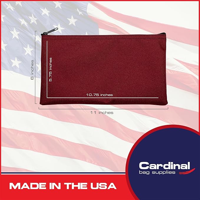 Multipack of 2 Compact Zipper Cloth Pouches, Zipper Bag, Travel Toiletry, Cosmetics, Stationary Case, 11 x 6 inches (Burgundy)