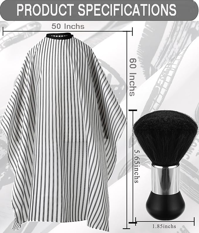 Professional Waterproof Barber Cape with Snap Closure, Hair Cutting Salon Cape Hairdressing Apron Stripe