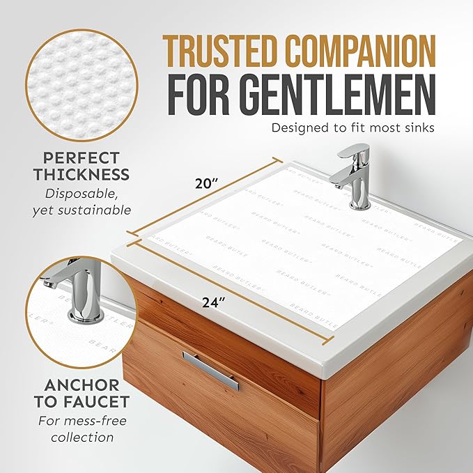 Disposable Beard Hair Catcher for Men - No Plastics - Biodegradable Sink Cover for Shaving and Trimming - Beard Bib Alternative - Simply Buzz, Catch, Toss