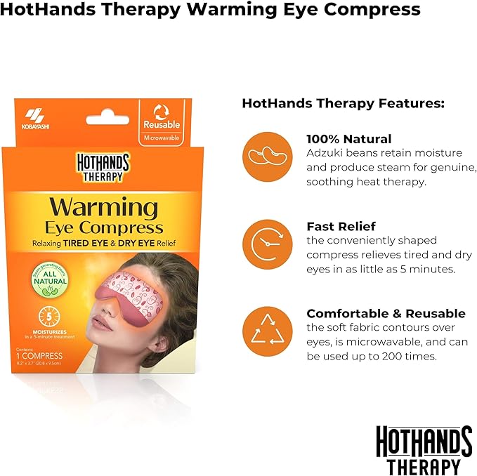 HotHands Steam Therapy Unscented Reusable Eye Pillow, Red, One Size (Pack of 2)