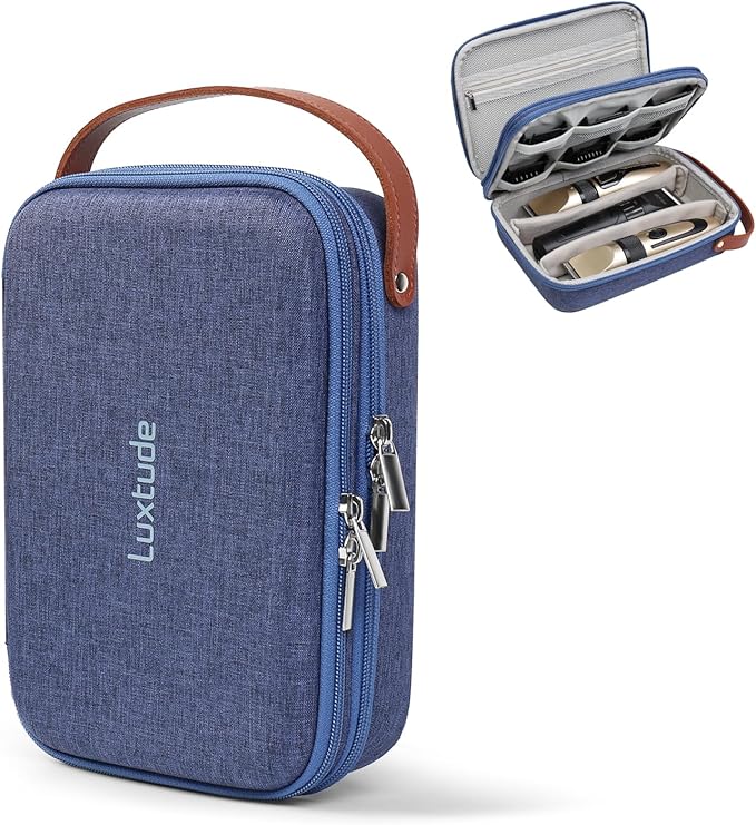 Luxtude Hair Clipper Case Travel, Portable Barber Cases, Hard Barbers Bags for Clippers and Supplies, Sturdy Trimmer Bag, Barbers Accessories for Wahl/Hatteker/Oneisal/Andis Grooming (Case Only, Blue)