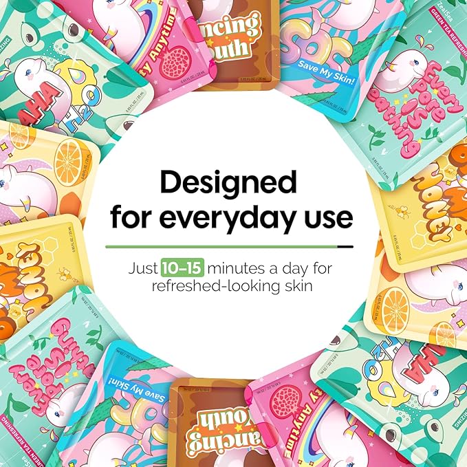 ZealSea Face Masks Skincare for Women, Variety 7Days Facial Sheet Mask Set for Deep Hydrating & Glow, Daily Self-Care Gift & Family Moment for Teens Kids Girls Birthday Party, Safe for all Skin types