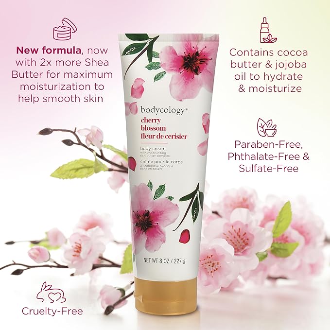Bodycology Shea Butter Body Cream, Cherry Blossom, 8 oz