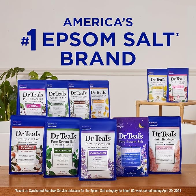 Dr Teal's Epsom Salt Magnesium Soak, Soothe & Comfort with Oat Milk & Argan Oil, 3 lbs (Pack of 2)