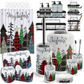 Clara Clark Bathroom Accessories Set - Christmas Shower Curtain Set, 27PC Xmas Bathroom Set with Adhesive Corner Shower Caddy Hanging, Christmas Bathroom Sets with Shower Curtain and Rugs