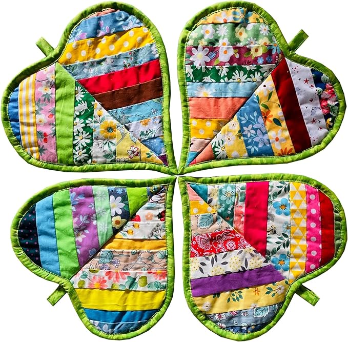 Pot Holders for Kitchen Hot Pads 100% Cotton for BBQ/Cooking/Baking/Grilling/Microwave/Barbecue (2PCS Loves)