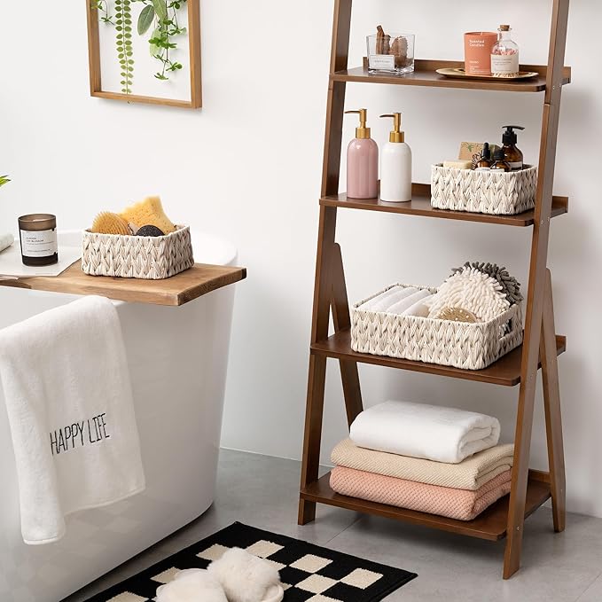 GRANNY SAYS Wicker Baskets for Storage, Wicker Storage Basket for Organizing, Small Woven Baskets, Waterproof Basket for Vanity, Home Decor, 3-Pack