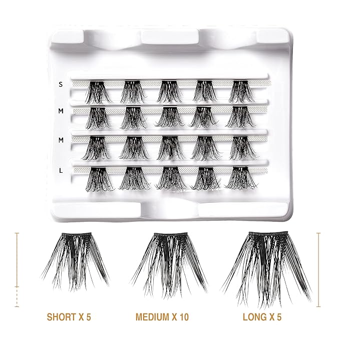 VLuxe Extended False Eyelashes Faux Mink Featherlight Reusable Artificial Eyelashes Multipack Lash Clusters