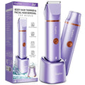 Bikini Trimmer for Women Pubic Hair: 2 in 1 Electric Razors for Women - Rechargeable Electric Shaver - IPX7 Waterproof Lady Shaver for Travel & Shower Use (Purple-Gold)