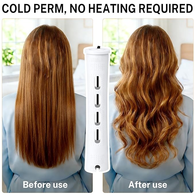 60 Pcs Perm Rods for Long Hair, Cold Wave Perm Rods Set for Women's Long & Short Plastic Curling Rollers for Hair Curling and DIY Hairdressing Styling Tool（0.63 x 3.22 inches）