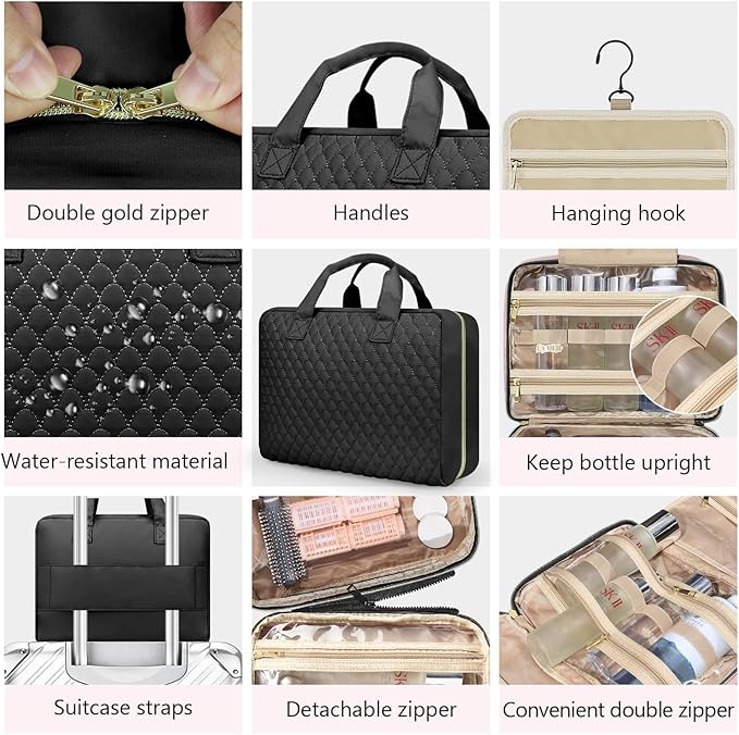 urophylla Detachable Travel Toiletry Bag for Women - Large Toiletry Bags for Traveling Women - Hanging Makeup Cosmetic Bag, Organizer for Travel Accessories Cruise Essential - Travel Size Toiletries