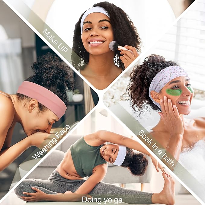 8 Pack Headbands for Women Non Slip - Stylish Sports Hair Bands for Women's Hair - Soft Cotton Cloth Stretchy Headbands for Women for Yoga, Outdoor Exercise Running