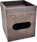 PU Leather Tissue Box Cover Square, Modern Tissue Holder with Storage Valet Tray, Nightstand Decorative Tissues Case, Facial Tissue Box Holder for Bathroom,Bedroom,Livingroom and Office (Antique)