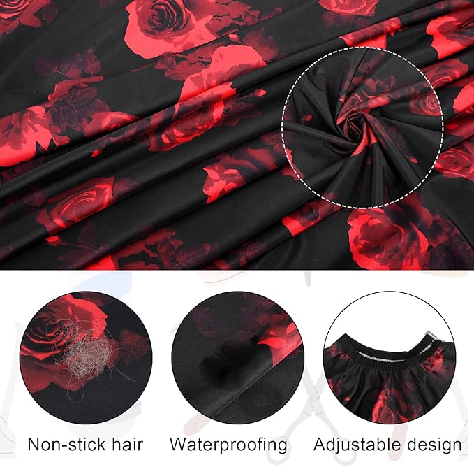 Hair Cutting Cape, Hairdresser Salon Cape with Adjustable Elastic Hooks Floral Pattern Barber Cape for Hair Dye